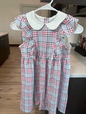 Janie and Jack White Plaid Dress with Red and Navy Checks